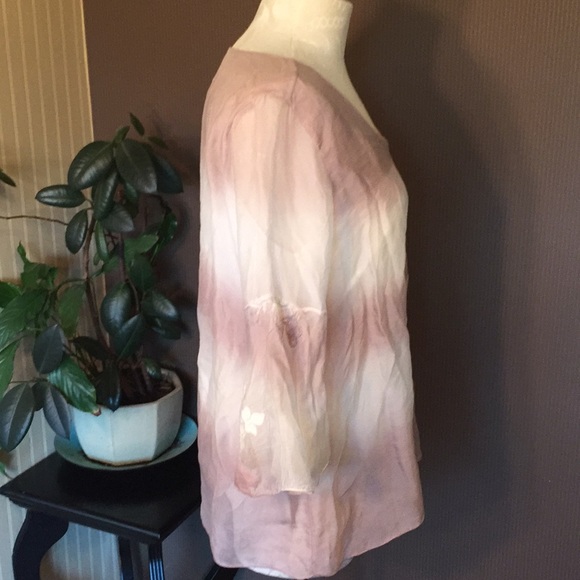 Moda seta pink and white blouse size large - Picture 3 of 8